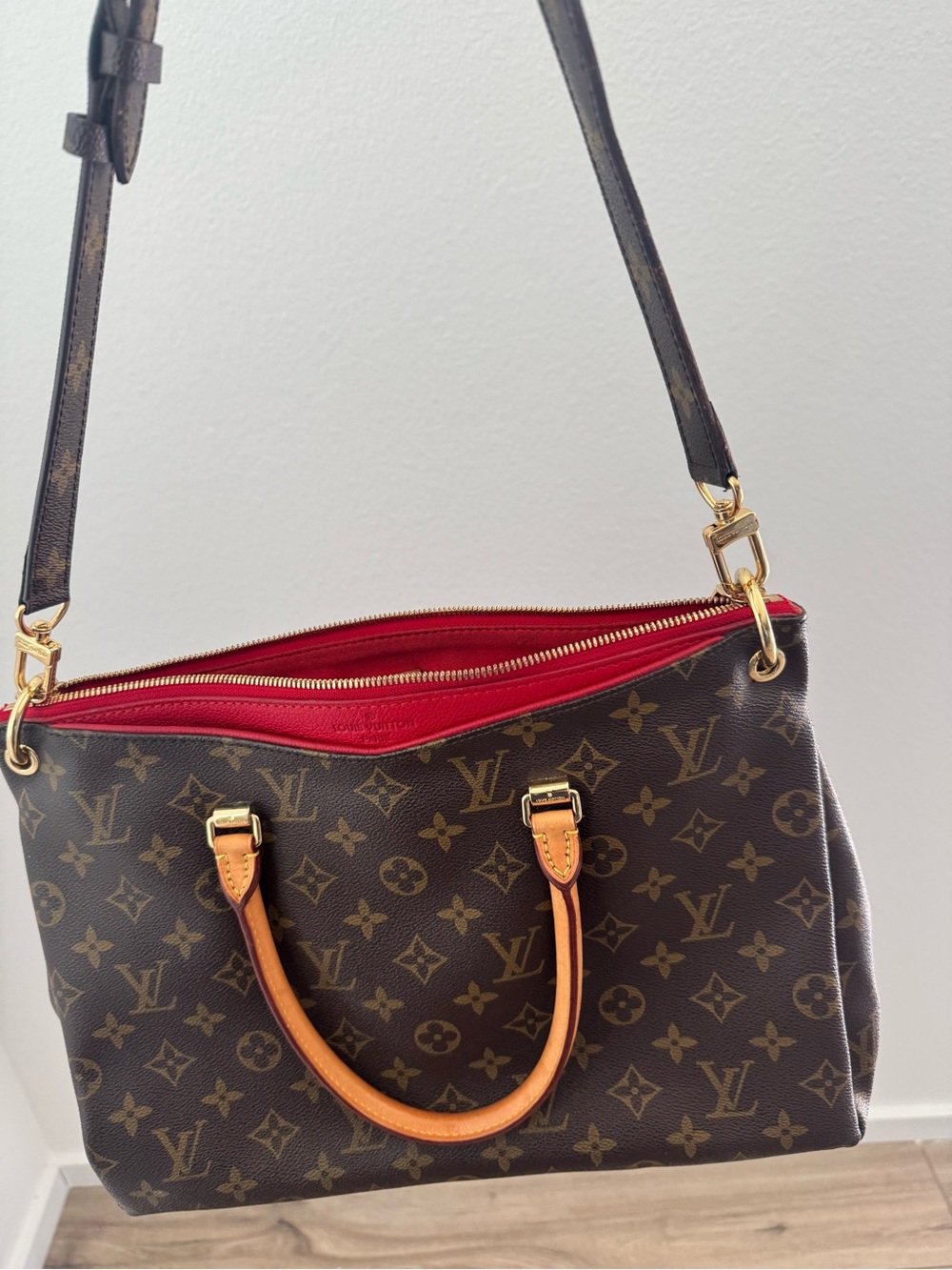 Louis Vuitton  Palace Monogram Shoulder Bag with Red Interior Trim